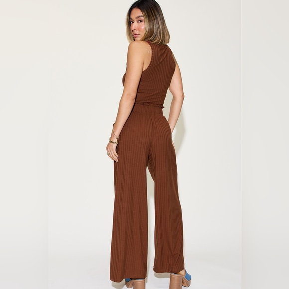 Basic Bae Full Size Ribbed Tank and Wide Leg Pants Set - Picture 4 of 5